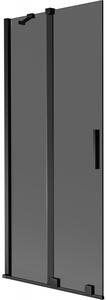 Mexen Velar, paravan de baie glisant cu 2 aripi 80 x 150 cm, sticlă gri 8 mm, negru mat, 896-080-000-41-70