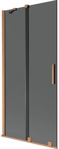 Mexen Velar, paravan de baie glisant cu 2 aripi 90 x 150 cm, sticlă gri 8 mm, cupru mat, 896-090-000-41-65