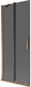 Mexen Velar, paravan de baie glisant cu 2 aripi 80 x 150 cm, sticlă gri 8 mm, aur roz, 896-080-000-41-60