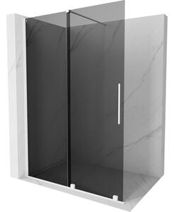 Mexen Velar, paravan de dus cu usa culisanta Walk-in 150 x 200 cm, sticla gri 8mm, alb mat, 871-150-000-43-20
