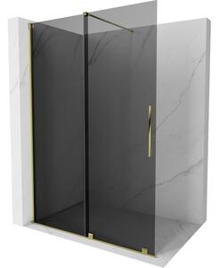 Mexen Velar, paravan de dus cu usa culisanta Walk-in 140 x 200 cm, sticla gri 8mm, auriu lucios, 871-140-000-43-50