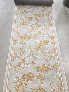 Traversa ZARRA 00844, GREY Model Sakura Imprimat, Tesatura Plata, Latime 0.6m, Marime 60 x 200 cm, Gri, Bej, Alb, Festonata / Surfilata / Tivita
