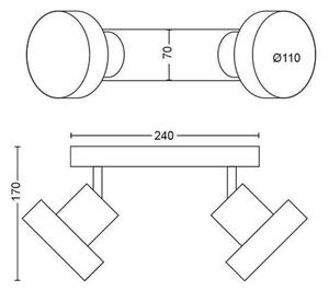 Spot LED dimabil BUKKO 2xLED/4,5W/230V Philips 50602/30/P0