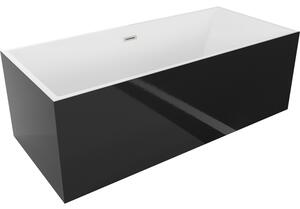 Mexen Vigo, cadă de sine stătătoare 178,5 x 80 cm, alb-negru, preaplin din oțel periat, 51251788075-97