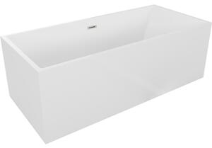 Mexen Vigo, cadă de sine stătătoare 178,5 x 80 cm, albă, preaplin din oțel periat, 51251788000-97