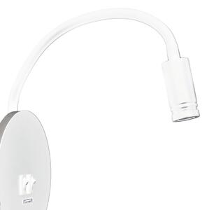 Lampă de perete LED flexibilă BASE cu USB, LED/8W+LED/2W/230V, alb/argintiu