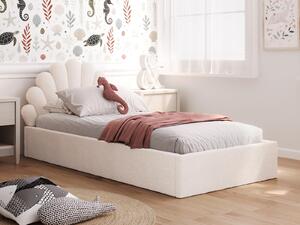 Pat pentru copii tapitat 90x200 cu cadru, crem Boucle Kids Line 3 Scoica