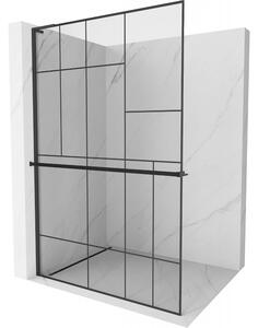 Mexen Kioto+ L, cabină de duș cu poliță și cuier 100 x 200 cm, sticlă transparentă de 8 mm model negru, profil negru, 800-100-123-70-78
