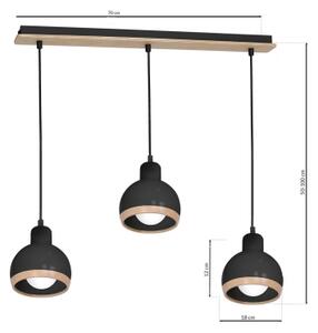 Lustră pe cablu OVAL 3xE27/60W/230V neagră