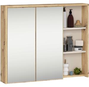 Dulap de baie Vambos W90 2D 3P LO (stejar artizanal + cașmir) (cu oglindă). Promo -16%. 1152106