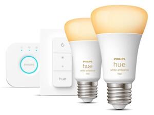 Kit de pornire Philips Hue WHITE AMBIANCE 2xE27/8W/230V + Bridge și comutator dimmer
