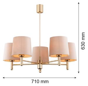 Brilagi - Lustra cu tijă MONTE 5xE27/60W/230V bej/auriu