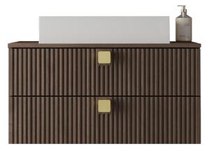 Cabinet atârnat pentru baie Gratal, Nuc închis, PAL laminat, MDF, 42x80x46cm, 38 kg
