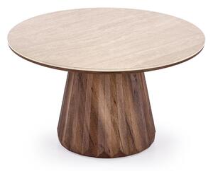Măsuță de cafea Houston 2221, Nuc închis, Travertin ușor, MDF, 47cm, 26 kg
