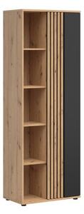 Raft Orlnolu 117, Stejar artizan, Negru, PAL laminat, 195x70x40cm, 60 kg