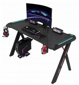 Masă de jocuri cu RGB LED backlight negru Lățime: 60 cm | Lungime: 120 cm