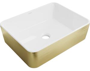 Mexen Catia chiuvetă pe blat 48 x 38 cm, albă/aurie model linii - 21314817