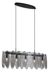 Lampă suspendată de design neagră cu sticlă fumurie ovală cu 5 lumini - Mochan