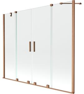 Mexen Velar Duo paravan pentru cadă de baie cu 2 panouri glisante 200 x 150 cm, transparent, cupru periat - 896-200-000-02-65