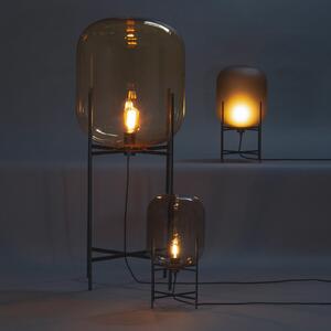 Pulpo lampă de masă Oda Small, gri fumuriu/negru, înălțime 45 cm, Negru, Camera de zi / sufragerie, Sticlă, Design