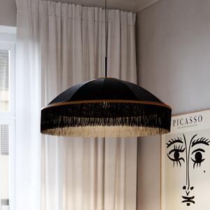 By Rydéns lampă suspendată Francis, negru, Ø 60 cm, material textil, reglabil, Negru, Camera de zi / sufragerie, Țesătură / Textil