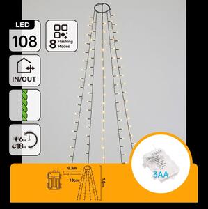 Aigostar - LED Ghirlandă de Crăciun pentru exterior 108xLED/8 funcții 3xAA 1,8m IP44 alb cald