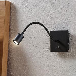 Lindby aplică de perete Mayar, negru, metal, lampă citit, 11cm, Negru, dormitor, Metal, Modern
