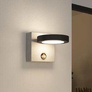 Lucande LED lampă de perete pentru exterior Belna, beton, senzor, IP54, Negru, Beton, Modern, Perete unghiular