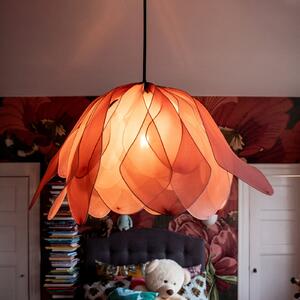 By Rydéns Lampă suspendată Lou Lou, roz, Ø 80 cm, țesătură, reglabil, Roz / Rosé, Camera de zi / sufragerie, Țesătură / Textil