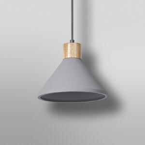 LEDVANCE Lampă suspendată din beton și lemn, Ø 22 cm, beton, gri, reglabil, Gri, Camera de zi / sufragerie, Beton, Viața tânără