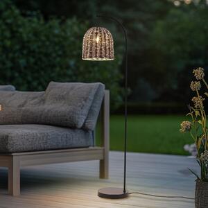 Lindby Lampă de exterior Taryn, maro, plastic, IP44 172 cm, Lemn, Plastic, Casă de țară / Rustic