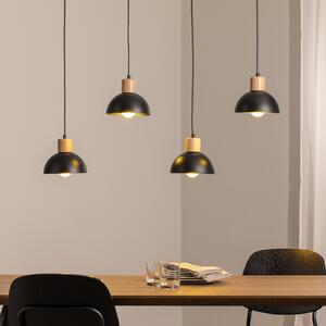 EMIBIG LIGHTING Lampă suspendată Seco, lungime 90 cm, negru, metal/lemn, 4 becuri., reglabil, Negru, Camera de zi / sufragerie, Metal
