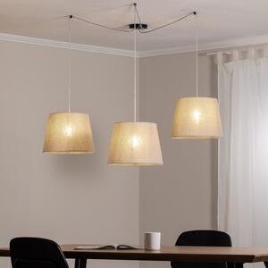 EMIBIG LIGHTING Lampă suspendată Ascot, bej, țesătură, 3 becuri, descentralizată, reglabil, Bej, Camera de zi / sufragerie, Țesătură / Textil, Modern