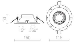 Plafonieră încastrată IPSO 1xGU10/50W/230V RED-Design Rendl-R12046