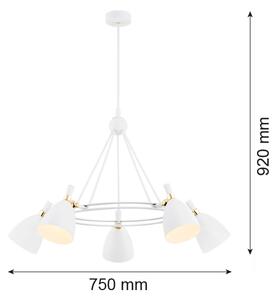 Lustră pe tijă CHARLOTTE 5xE27/15W/230V albă/aurie Argon 2117