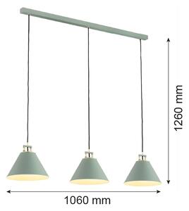 Lustră pe cablu ORTE 3xE27/15W/230V verde Argon 6177