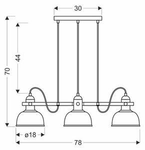 Lustră pe cablu RENO 3xE27/40W/230V neagră/maro