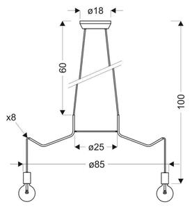 Lustră pe cablu BASSO 8xE27/40W/230V neagră