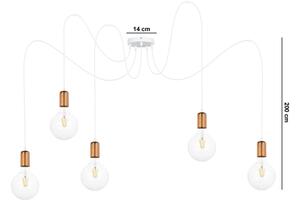 Lustră pe cablu MIROS 5xE27/60W/230V albă/cupru