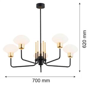 Argon 2128 - Lustr RAVELLO 5xE14/15W/230V negru/auriu pe tijă