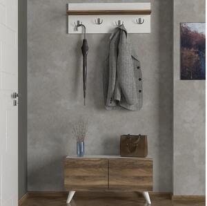 Cuier de perete LORES 29,5x80 cm + pantofar 41,5x80 cm maro/alb