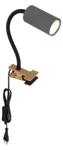 Lampă flexibilă cu clemă ROBBY 1xGU10/25W/230V neagră/maro Globo 57911KG