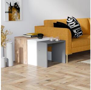 SET 3x măsuță laterală GUL maro/albă/gri
