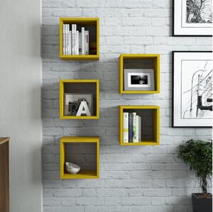 SET 5x etajeră de perete BOX galbenă