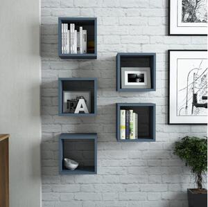 SET 5x etajeră de perete BOX albastru