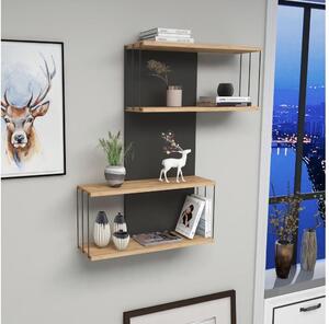 Etajeră de perete DESTAN 96x65 cm antracit/maro