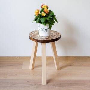 Mini suport pentru ghivece cu flori, rotund, lemn masiv