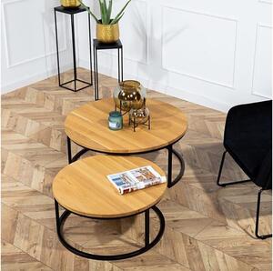 SET 2x măsuță de cafea OAKLOFT 38x90 cm negru/stejar