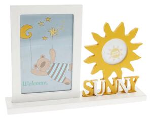 Ramă foto pentru copii, SUNNY, colaj pentru 2 poze, culoare galben