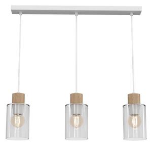 Lustră pe cablu MADERA 3xE27/60W/230V albă/lemn